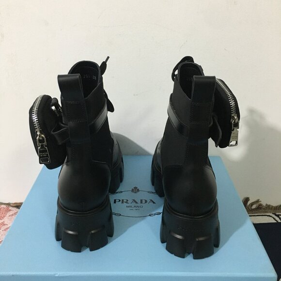 Prada women's black boots loafers - Picture 5 of 9